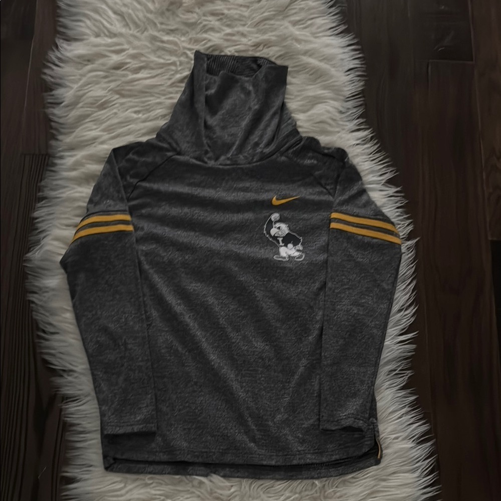 Nike Charcoal Mock Turtleneck with Gold Stripes